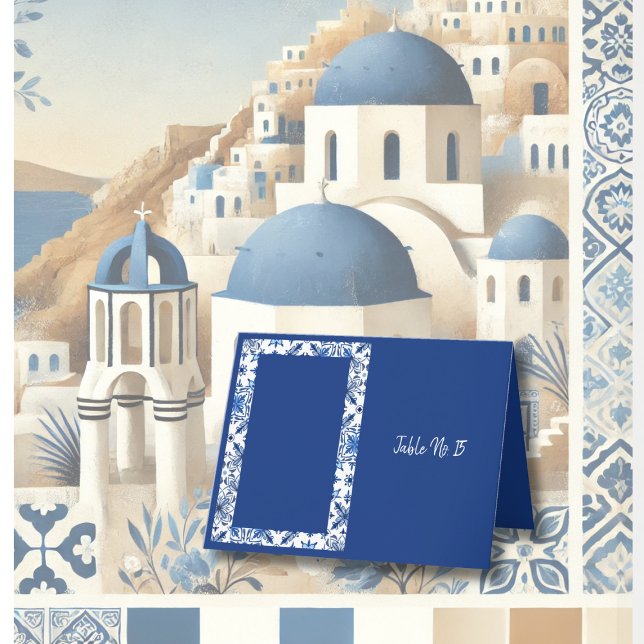 Carte de table Mariage de Santorini Bleu Méditerra (Créateur téléchargé)