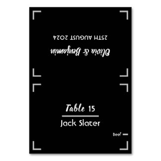 Carte de table Mariage de script manuscrit noir si
