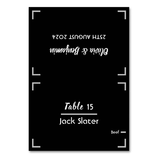 Carte de table Mariage de script manuscrit noir si (Par défaut)