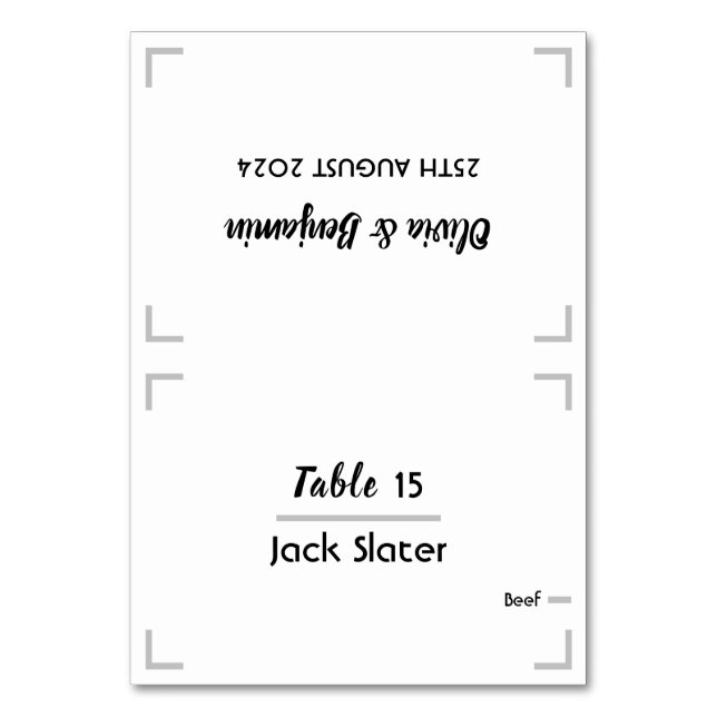 Carte de table Mariage de script manuscrit simple (Par défaut)