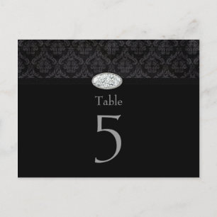 Carte de table mariage en diamant damassé noir ten