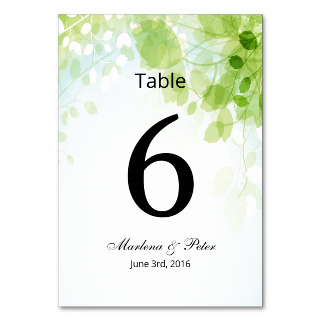Carte de table Mariage Feuille d'aquarelle (Par défaut)