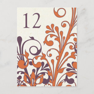 Carte de table Mariage Floral Orange violet d'auto