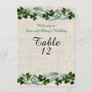 Carte de table mariage irlandaise lin élégant