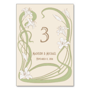Carte de table Mariage Lys blancs