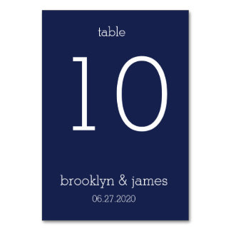 Carte de table Mariage moderne bleu marine