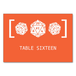 Carte de table Mariage Orange D20 Dice Gamer