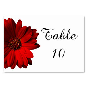 Carte de table Mariage Red Gerbera Daisy
