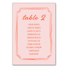 Carte de table Mariage rétro amusante écrite à la 