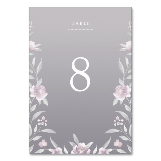 carte de table mariage rose floral argent (Par défaut)