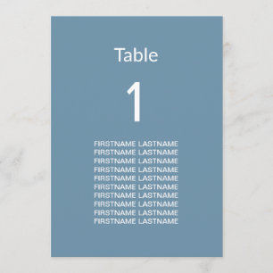 Carte de table moderne Dusty Blue Guest Names