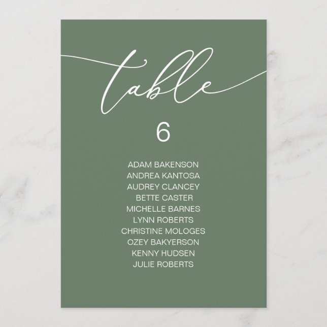 Carte de table moderne pour hôtes romantiques assi (Devant)