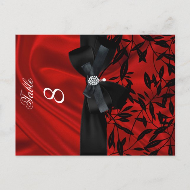 Carte de table noire en damas rouge (Devant)