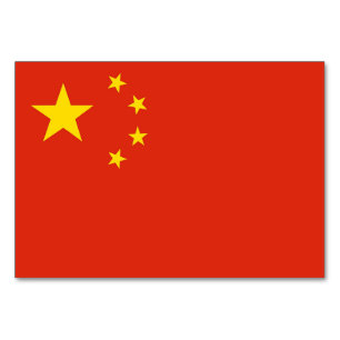 Carte de table patriotique avec Drapeau de Chine