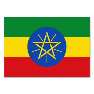 Carte de table patriotique avec Drapeau d'Ethiopie