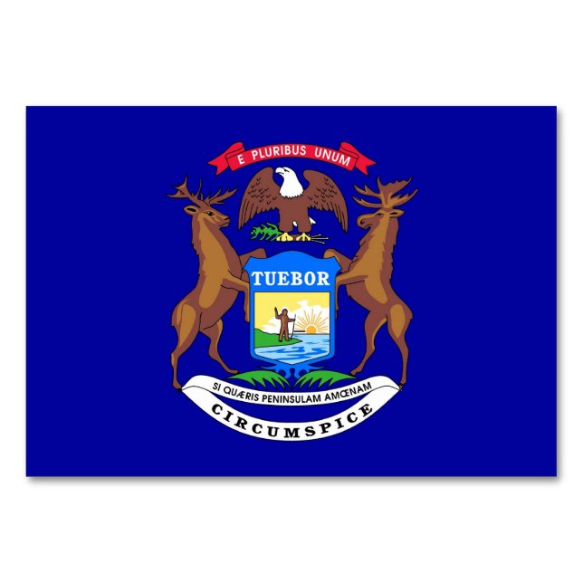 Carte de table patriotique avec drapeau du Michiga (Devant)