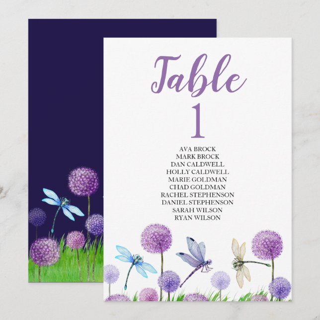 Carte de table Plan de siège Lovely Calligraphy (Devant / Derrière)