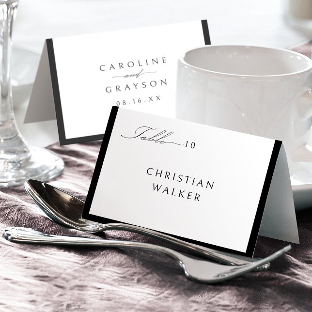 Carte de table pliable à typographie Simple et Élé (Simple Graceful Typography Foldable Place Card)