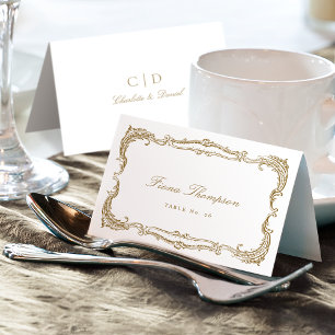 Carte de table pliable vintage doré à écriture cla