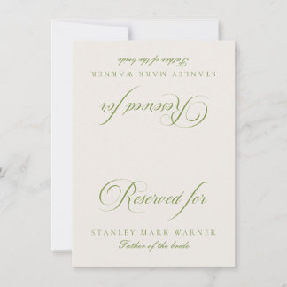 Carte de table réservée pour mariage classique ivo