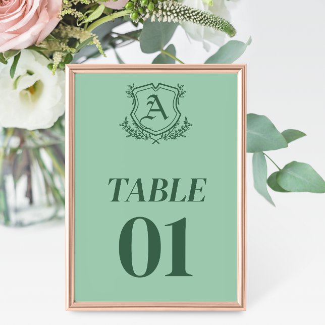 Carte de table Retro Mint Leaf et Floral Mariage (Créateur téléchargé)