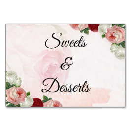 Carte de table rose de mariage ou dessert