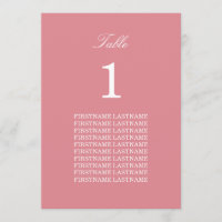 Carte de table rose pâle pour les noms d'invités
