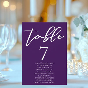 Carte de table royale violet blanc Mariage avec no