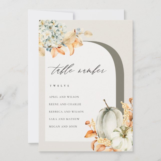 Carte de table Rustic Fall Citrouille Leafating Ch (Devant)