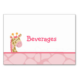Carte de table Safari fille Giraffe rose