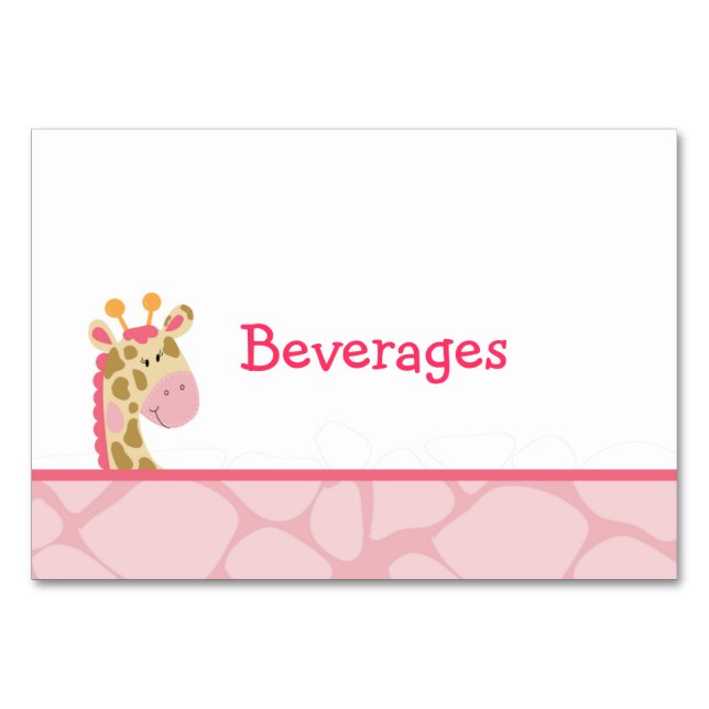 Carte de table Safari fille Giraffe rose (Devant)