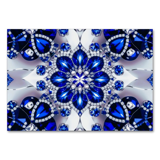 Carte de table spéciale aux couleurs Bleues Blance (Devant)