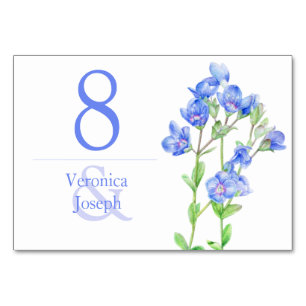Carte de table Speedwell blue fleur sauvage mariag