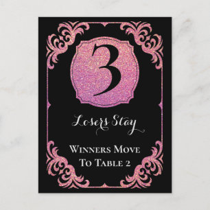 Carte de table stylée Parties scintillant rose Bun