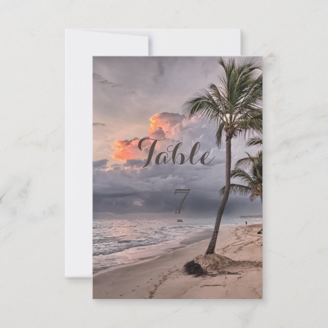 Carte de table tropicale de plage (Devant)