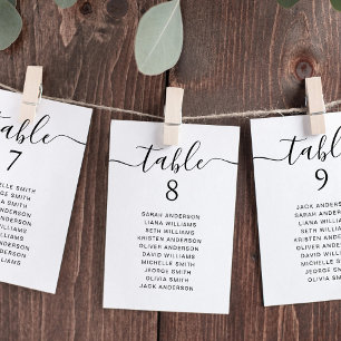 Carte de tableau de sièges de mariage suspendue mi