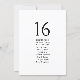 Carte de tableau minimaliste pour Mariage noir
