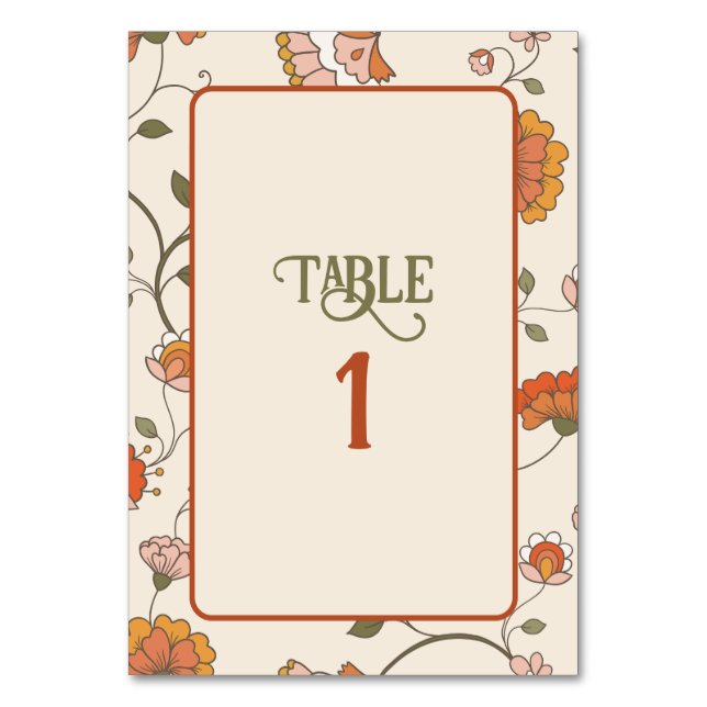Carte de tableau Retro Boho rouge jaune floral (Par défaut)