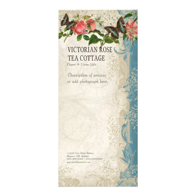 Carte de tarif affaires - Style baroque Rose Vinta (Devant)