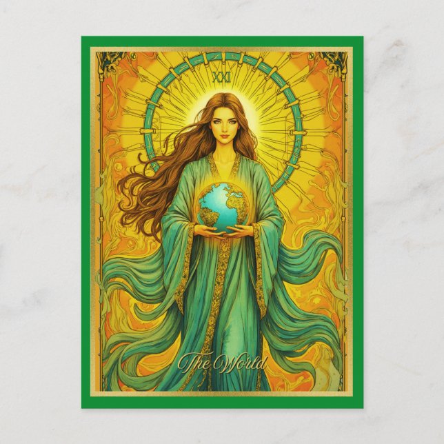 Carte de tarot Art Nouveau Le Monde (Devant)