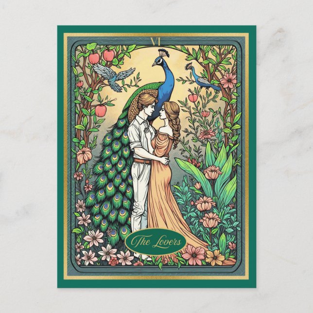 Carte de tarot Art Nouveau, Les Amants (Devant)