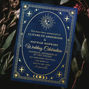 Carte de Tarot Céleste Bleue Invitation de Mariage