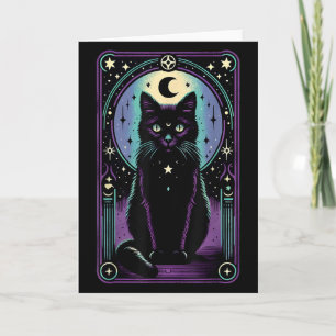 Carte de tarot Lune croissante Chat noir Amoureux