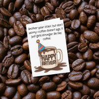 Carte de tasse de café drôle d'anniversaire : Vœux