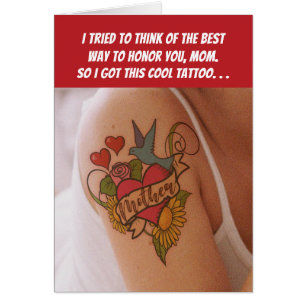 Carte de tatouage amusante pour maman pour la fête