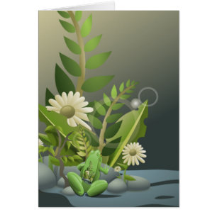 Carte de tatouage de grenouille et de Plante