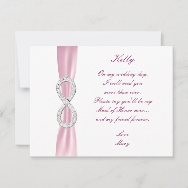 Carte de témoin de mariage Infinity Diamant Rose D (Devant)