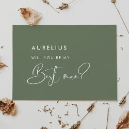 Carte de témoin de mariage vert sauge élégant