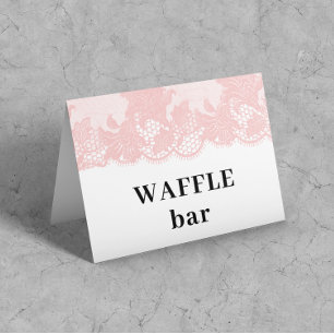 Carte de tente en dentelle rose rétro pour bar à g