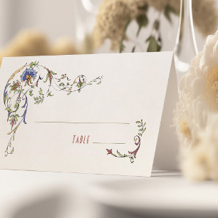 Carte de tente pour Mariage victorien botanique